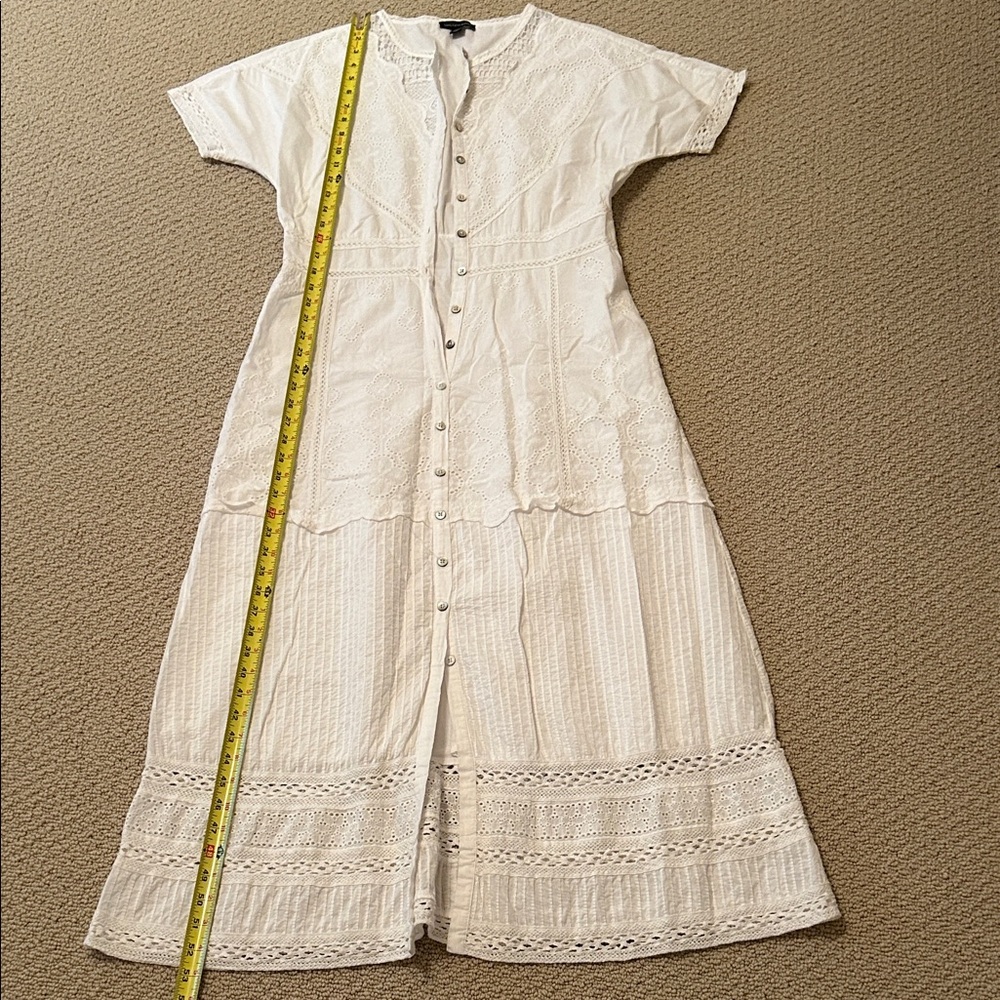 Saks fifth avenue Elegant White Lace Button-Down Dress